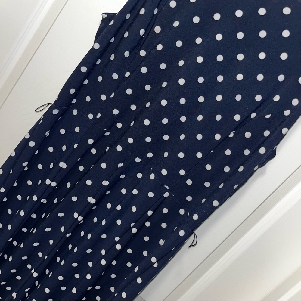 Ralph Lauren navy blue white polka dot dress size 14 - Picture 3 of 5